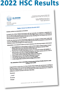 Al Noori Muslim School 2022 HSC results letter